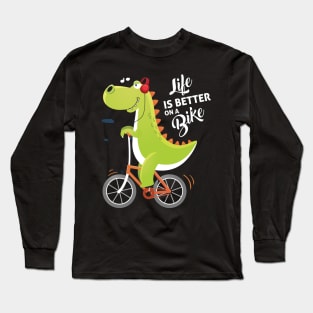 dinosaur on a bicycle Long Sleeve T-Shirt